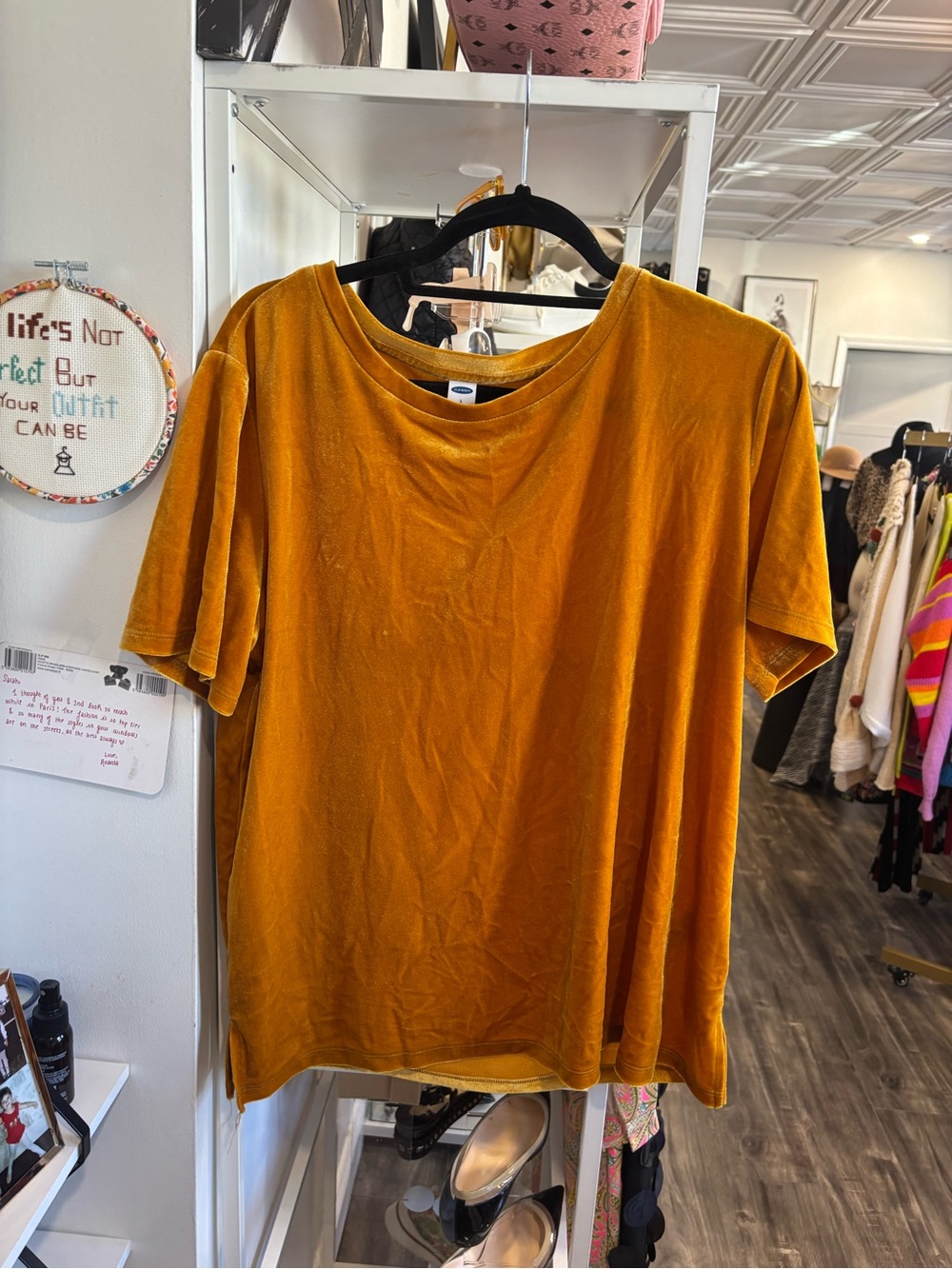 Old Navy Velvet Short Sleeve Tee - Mustard Gold